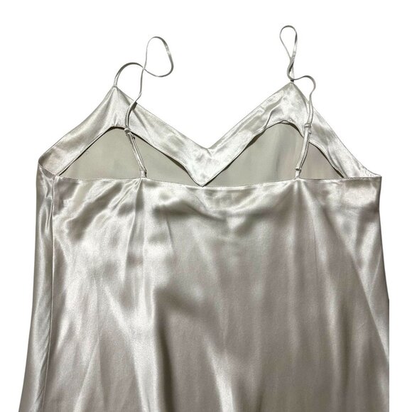 Vintage Vivine La Rinascente 100% Silk Slip Dress Silver Italy Size L - Picture 7 of 10